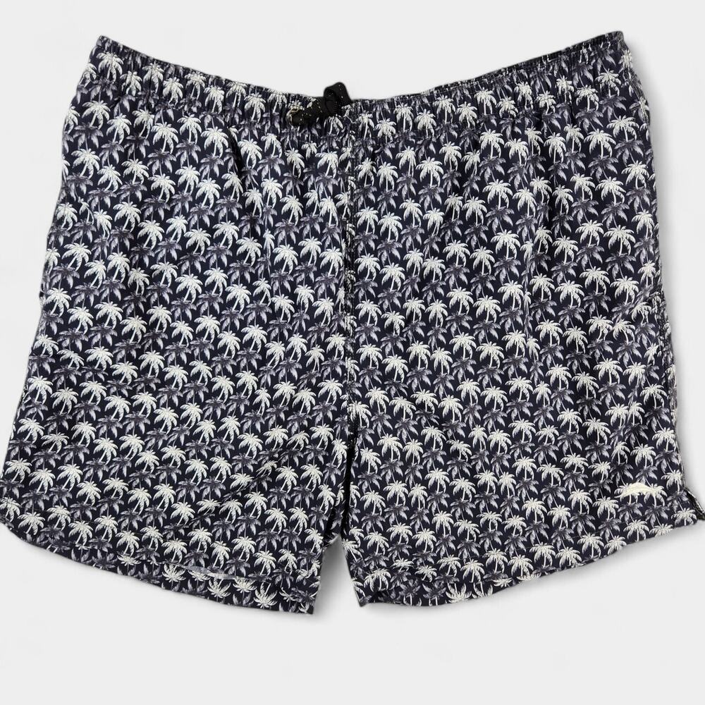 Tommy Bahama Swim Trunks Men's Large Black White Palm Tree Print Lined